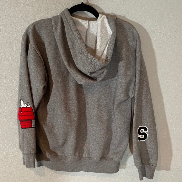 Peanuts Snoopy Woodstock Graphic Full Zip Hoodie Heather Charcoal XS - Picture 2 of 7